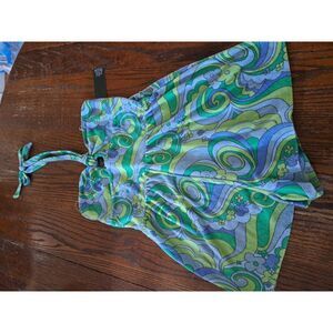 New Small Wild Fable Blue Green Halter Tie Romper One Piece Shorts Outfit NWT